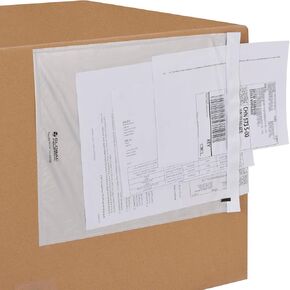 Global Industrial Side Opening Packing List Envelopes with Adhesive Backing, 2 Mil Thick, 12"L x 10"W, Clear, 500/Pack, Tamperproof Packing Slip Envelope Pouch
