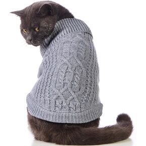 Cat Sweater Keep Your Pets Cozy, 16 Color Turtleneck Knitted Sleeveless Cat Clothes, Winter Outfits for Cats & Small Dogs During Cold Seasons (Maple Leaf Red, Medium)