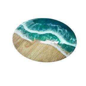 Round Wood & Epoxy Table, Epoxy Coffee Table & Dining Table, Living Room Table, Wave Effect Table, Ocean Blue Table for Home Decoration, Resin Home Furniture, Best Gift (30"x30")