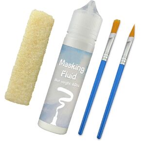 White Masking Fluid for Watercolor Painting 60ml, Resistant Ink and Pouring Paint, Watercolor Masking Fluid Keeps Areas Colorless and Edges Sharp