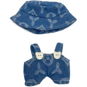17cm Clothes Set(NO Doll), Hat & Overalls Set for 17cm Accessories Suit, Cute Clothes for Dress up Unique Style, Stylish Clothes for Doll (Blue)