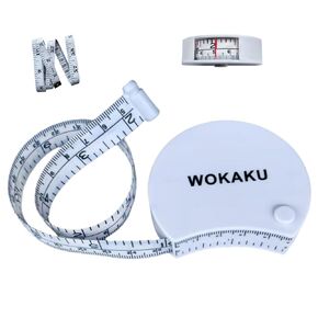 Wokaku Body Measuring Tape with Locking Pin Window Reading Dual Scale 60In/150cm Retractable Soft Tape for Fitness Weight Loss Tailoring Body Circumference Fabric Measurement tape measure Sewing Ruler