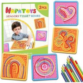 Sensory Activity Board Toys for Kids: 2Pack Double-Sided Sensory Fidget Toys for Stress Anxiety & Calming with Travel Bag | Travel Airplane Essentials Toys for Toddler Boys & Girls Ages 3 4 5 6 7 8