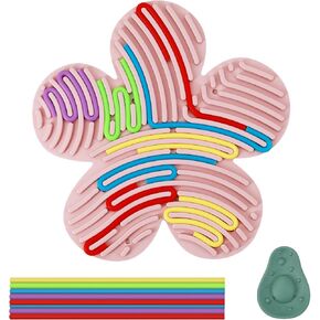 Sensory Activity Board, Double-Sided Silicone Sensory Board with 15 Strings, Fidget Toys for ADHD & Autism Kids 3+ Year Old, Extras 1PC Avocado Sensory Worry Stones