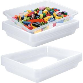20 Pack Clear Plastic Art Tray, 11.0 x 8.3 x 1.2 Inch Craft Activity Tray Plastic Trays for Arts and Crafts, Sensory Tray Organizer Tray for Lego, Sand, Beads, Painting, Jewelry