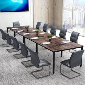 Giantex 94.5"x 48" Conference Table for 8-10 People, Rectangular Seminar Table with Metal Frame, Cable Grommets, Commercial Boardroom Desk for Meeting Office Conference Room (White,2)