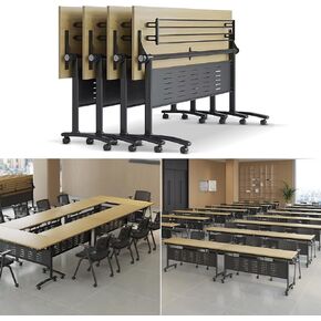 Folding Conference Table, 6PACK Modern Rolling Table with Silent Wheels 63" D X 23.6" W X 29.5" H Modular Training Table for Conference Classroom Reception Training