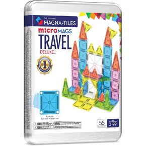 MAGNA-TILES microMAGS Travel Set Deluxe 55-Piece Magnetic Construction Set, The Original Magnetic Building Brand