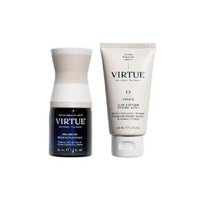 VIRTUE Healing Hair Oil & 6-in-1 Styling Cream Bundle, Repair, Protect, and Style for All Hair Types, Amazon Exclusive, Color Safe