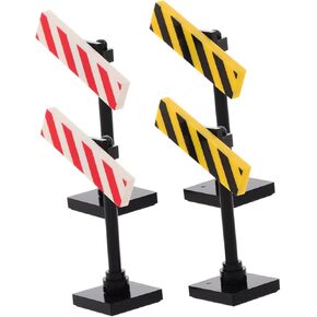 Toyvian 4pcs Traffic Sign Assortment for DIY Building Blocks for Creative Role Play Realistic Educational Traffic Signs for Home and Classroom Activities