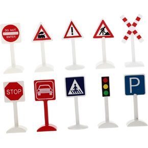 GALPADA 10pcs Miniature Traffic Signs for Sand Table Decor Lightweight Playthings for Traffic Knowledge DIY Engineering Projects Signs for Home Room Decor