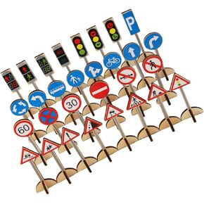 Toyvian 1 Set Traffic Sign Educational for Wooden Road Sign Models Interactive Learning for Boys and Fun Recognition and Safety Awareness