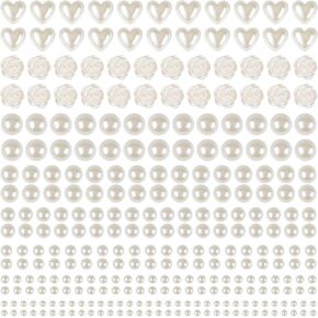 4366 PCS Self Adhesive Pearl Stickers，Pearl Stickers for Crafts Kids，Assorted Sizes & Shape Stick on Pearls for Hair, Face, Makeup, Eye 3mm/4mm/5mm/6mm/8mm/10mm/Rose/Heart Shape