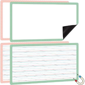 TecUnite 4pcs Jumbo Magnetic Draw & Write Paper 21.5" x 18" Dry Erase Handwriting Lined Paper Magnetic Lined Sheet for School, Office, Kitchen Fridge, Kids Drawing (Pink+Green)