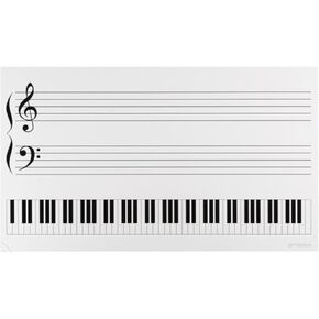 24" T x 45.25" W Roll Up Dry Erase Magnetic Sheet Printed with a Piano Keyboard & Grand Staff Music Staff Lines for Classrooms, Music Rooms, Composing