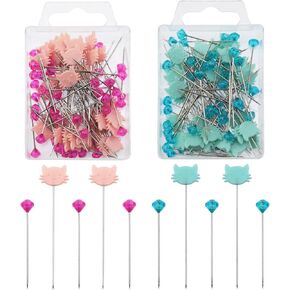 2 Boxes 160PCS Cat Diamond Fixing Pins Stainless Steel Hand Sewing Quilting Clothing Positioning Pins for Craft Wedding Jewellery Decoration