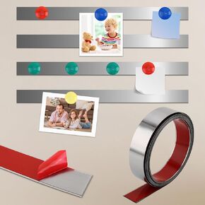 118" x 1.57" Flexible Self Adhesive Metal Strip for Magnets, Peel and Stick Ferrous Memo Tape for Bulletin Boards, Workshop, Office and School Use