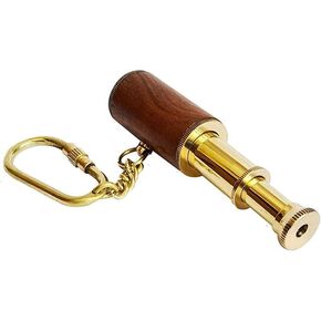 MJOLINR Brass Nautical Telescope Keychain – Vintage-Inspired Brass Pocket Telescope with Chain, Perfect for Nautical Collectors, Adventurers, and Gift-Giving