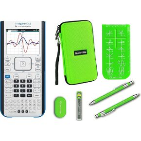 Texas Instruments Ti Nspire CX II Graphing Calculator + Guerrilla Zipper Case + Essential Graphing Calculator Accessory Kit, Green