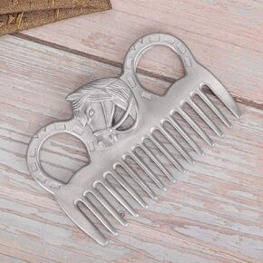 Sturdy Portable Horse Metal Comb with Polishing Technology for Efficient Knot Removal and Cleaning - PocketSized Mane & Tail Detangler, Strong Carved Design Handle, Ideal for