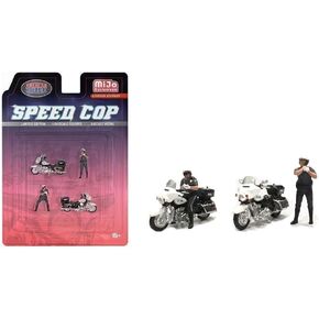 Collectibles Diecast Model Toys Compatible with American Diorama 1:64 Figures Speed Cop Police Motorcycles Set (2 Figures, 2 Motorcycles) Limited Edition AD-64530MJ