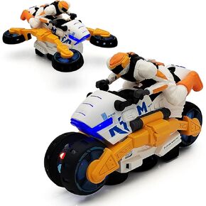 Tipmant Baby Toddler Electric Motorcycle Vehicle Toys Luminous Lights, Music, Driving Deformation & 360° Rotation Kids Birthday Gifts
