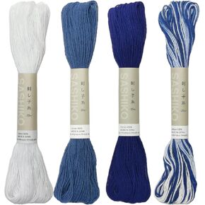 Olympus Sashiko Thread 20m (21.8yds) 4 Skeins Color Cotton 100 ٪ (#01 ،#10 ،#18 ،#52)