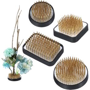 4/Set Flower Frog Japanese Ikebana Flower Arrangement Kenzan Kit, 2.4"Round Floral Frog Moribana+1.6"Square Ikebana Kenzan+2.1"x1.4"Rectangle Pin Frog+1.4"Round