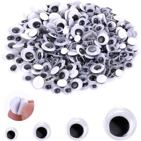 500 PCS عيون googly للحرف اليدوية ، وأحجام متعددة عيون googly لماشية الذات ل DIY ، وأبيض وأسود الديكور العينين مختلطة (6 مم 8 مم 10 مم 12 مم）