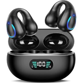 AI Translation Earbuds Real Time,Open Ear Clip-On Wireless Translator Headphones,Real-Time Translation Ear Buds 144 Languages,Audifonos Traductores Inglés Español for Travel Business Learning,Black