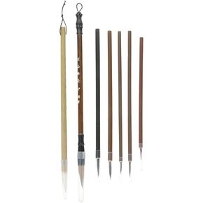 7pcs Chinese Calligraphy Brush Set Japanese Sumi Drawing Watercolor Brush Fine Tip Painting Brushes for Kanji Painting Drawing Art Supplies