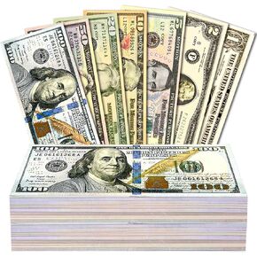 350 PCS Prop Money Play Money for Kids Pretend Play - Movie, Magic, Music Video,Board Game, Number Learning Education Toys for Girls Boys