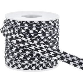 BENECREAT 10.94 Yards Black and White Stripe Bias Tape, 0.47 Inch Single Fold Bias Binding Tape Seaming Quilting for Cheongsam Decoration, Clothing Seaming Piping