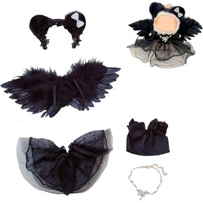 Doll Clothes for Lububu Premium Black 5-Piece Lububu Doll Outfits Set Clothing Accessories (No Doll) (Black B)