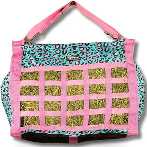 Jeffers Expression Extend Feed Hay Bag for Livestock – Durable 600D Waterproof Hay Feeder for Horse, Cattle, Goat, & Sheep, Top Loading Design w/Mesh Bottom, Farming Essentials, Party Cheetah