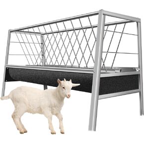 Pasture Hay Feeder 77 Gallon, Stainless Steel Livestock Hay Feeder, with Hay Rack and Detachable Feed Pan, for Sheep, Horse
