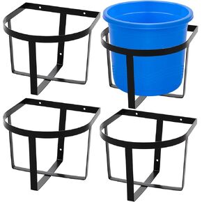 4 Pcs Heavy Duty Metal Bucket Holder 5 Gallon Horse Water Feed Bucket Holder Pre Installed Pail Accessories Wall Mount Hang Organizer for Horse Stalls Barn Farmhouse Supplies