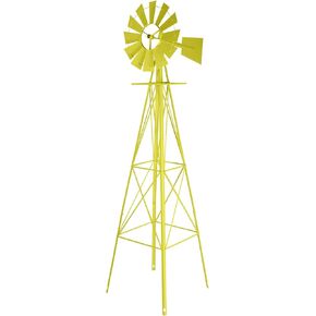 VINGLI 8FT Ornamental Windmill Backyard Garden Decoration Weather Vane, Heavy Duty Metal Wind Mill w/ 4 Legs Design,Light Blue
