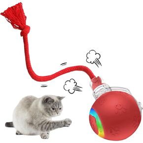 2025 Newly upgraded version 3.0 Cat Toys, Cool Intelligent Interactive Cat Ball for Indoor Bored Cats, Automatic Rolling Ball 3.0 Puzzle Toy, Electronic Rolling Pet Chase (Blue + Orange - 2pcs)