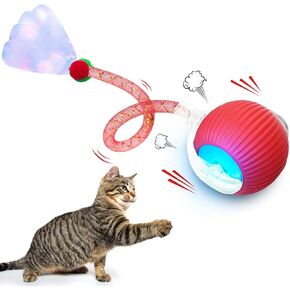 لعبة Cat Toys Interactive Ball للقطط الداخلية ، كرة قطة متحركة حديثًا ، ألعاب Cat Tail 2.0 السريعة مع شبكة مرنة ، ألعاب هريرة أوتوماتيكية للقطط البالغة بالملل (أحمر)