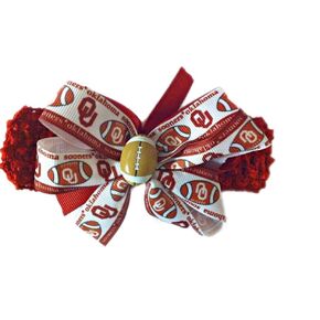 Sooners Baby Girl Boutique Bow Crocheted Headband Fits Newborn to Adult