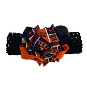 Longhorns Baby Girl Boutique Bow Crocheted Headband- Fits newborn- adult
