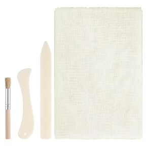 Book Binding Repair Kits Includes 35x39 Inch Book Binding Cloth 2 Pieces Bone Folder Tools and 1 Glue Brushes Materials Supplies for Repairing of Old Books