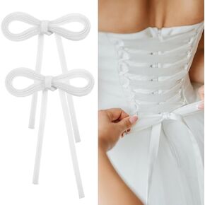 2PCS 78.7 Inches Corset Lacing, Women's Tie Back for Wedding Bridal Gown, 0.2 Inch White Adjustable Lace up Dress Cord Back Corset Ribbon Replacement Extender Zipper Replacement for Prom Dresses