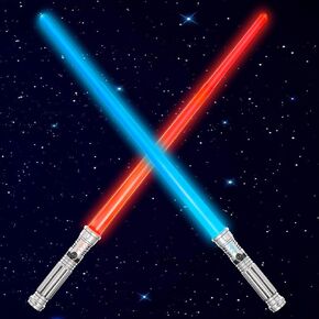 Syncfun 2 Pack 7 Colors Swords Swords for Kids ، Swords Dual قابلة للتمديد LED مع FX Sound (حساسة للحركة) ومقبض الشظية الواقعية للمقاتلين والمحاربين ، هدية حفلة عيد ميلاد للأولاد