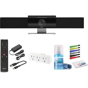 Poly Studio 4K USB Video Conference System (842D4AA#ABA) Microphone, Speaker Bar for Conference Rooms Bundle Including: Type-C to Type-A Cable, Surge Protector, Cable Straps, TV Cleaning Kit, Cloth