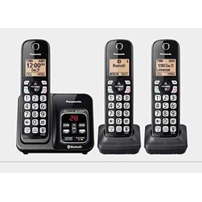 Panasonic KX-TG273SK Link2Cell Bluetooth Cordless Phone with Voice Assist and Answering Machine - 3 Handsets (Renewed)