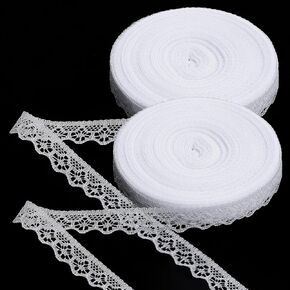 60 Yards x 0.5 Inch Lace Ribbon Vintage Lace Trim Crochet Cotton Lace Edge Crochet Lace Ribbon Trim for Gift Wrap Package DIY Craft Wedding Bridal Dress, Costume, Crafts and Sewing