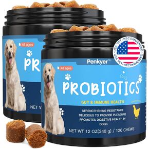 Probiotics for Dogs, Dog Probiotics for Yeast, Itchy Skin and Itchy Ears, Digestive Enzymes with Prebiotics for Digestive Health, Probiotic Chews for Dogs Support Immunity Health - (Chicken 60 Ct)