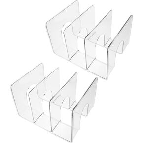 2Pcs Transparent Desktop Book Holder Vertical Baffle Book Storage Rack for Office Decor Study Rooms Magazine File Organizer for Books Papers and Documents
